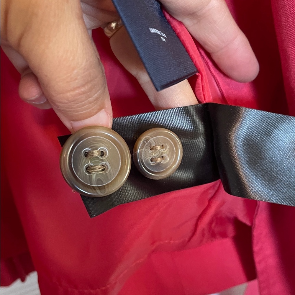 Women’s L St. John’s Bay coral belted car length coat double breasted buttons - Picture 11 of 11